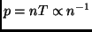 $ p=nT \propto n^{-1}$