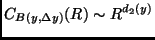 $\displaystyle C_{B(y,\Delta y)}(R) \sim R^{d_2(y)}$