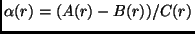 $ \alpha(r)=(A(r)-B(r))/C(r)$