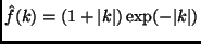 $\displaystyle \hat{f}(k)=(1+\vert k\vert)\exp(-\vert k\vert)$