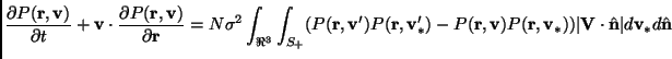 $\displaystyle \frac{\partial P(\mathbf{r},\mathbf{v})}{\partial t}+\mathbf{v} \...
...}_*))\vert\mathbf{V} \cdot \hat{\mathbf{n}}\vert d\mathbf{v}_*d\hat{\mathbf{n}}$