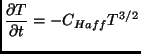 $\displaystyle \frac{\partial T}{\partial t}=-C_{Haff}T^{3/2}$